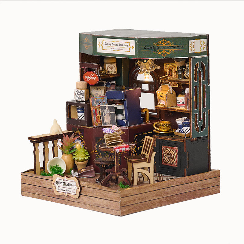 IIECREATE "Mildly Spiced Coffee" DIY 3D Wooden Time Corner Series