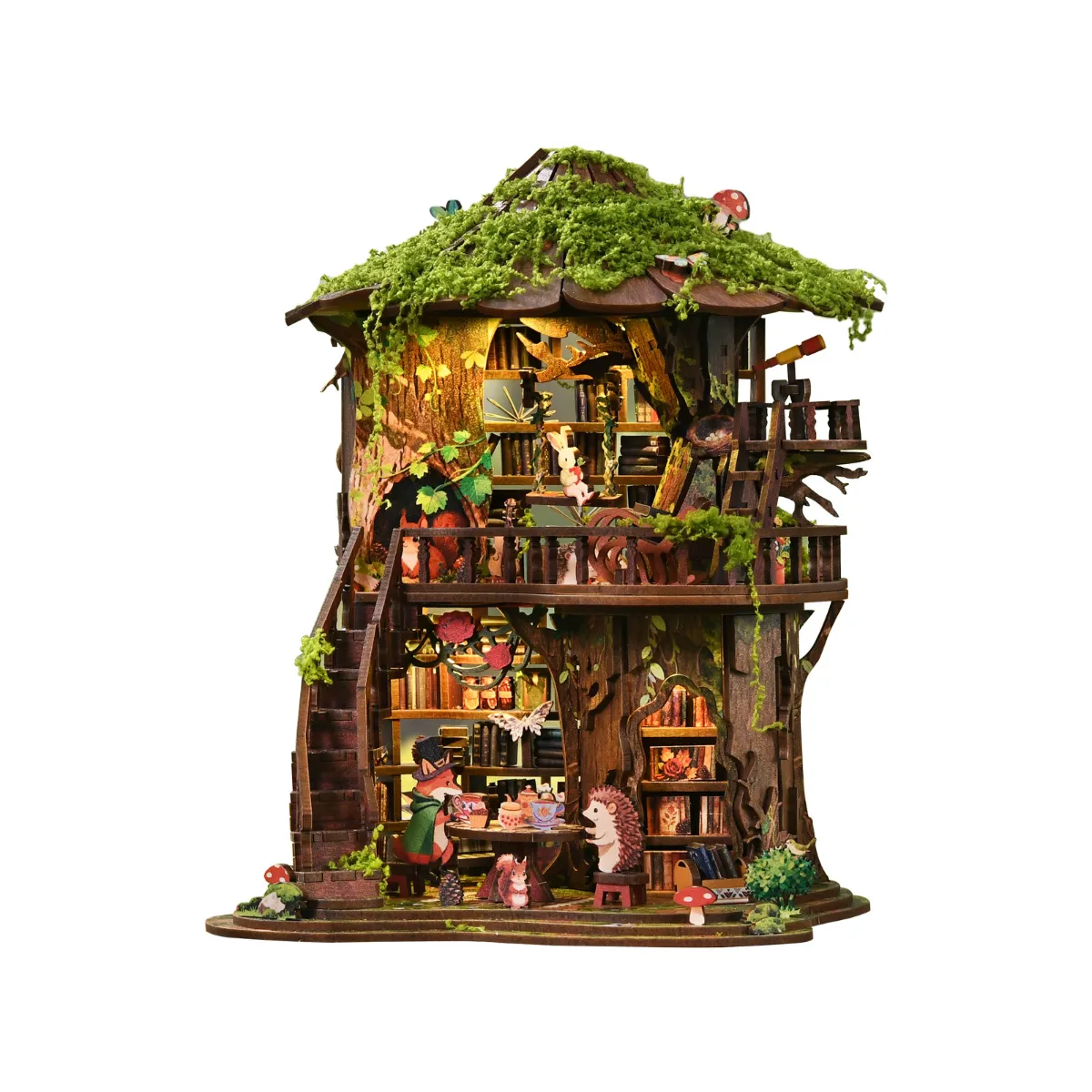 "Forest Tea Book Club" DIY 3D Wooden Book Nook