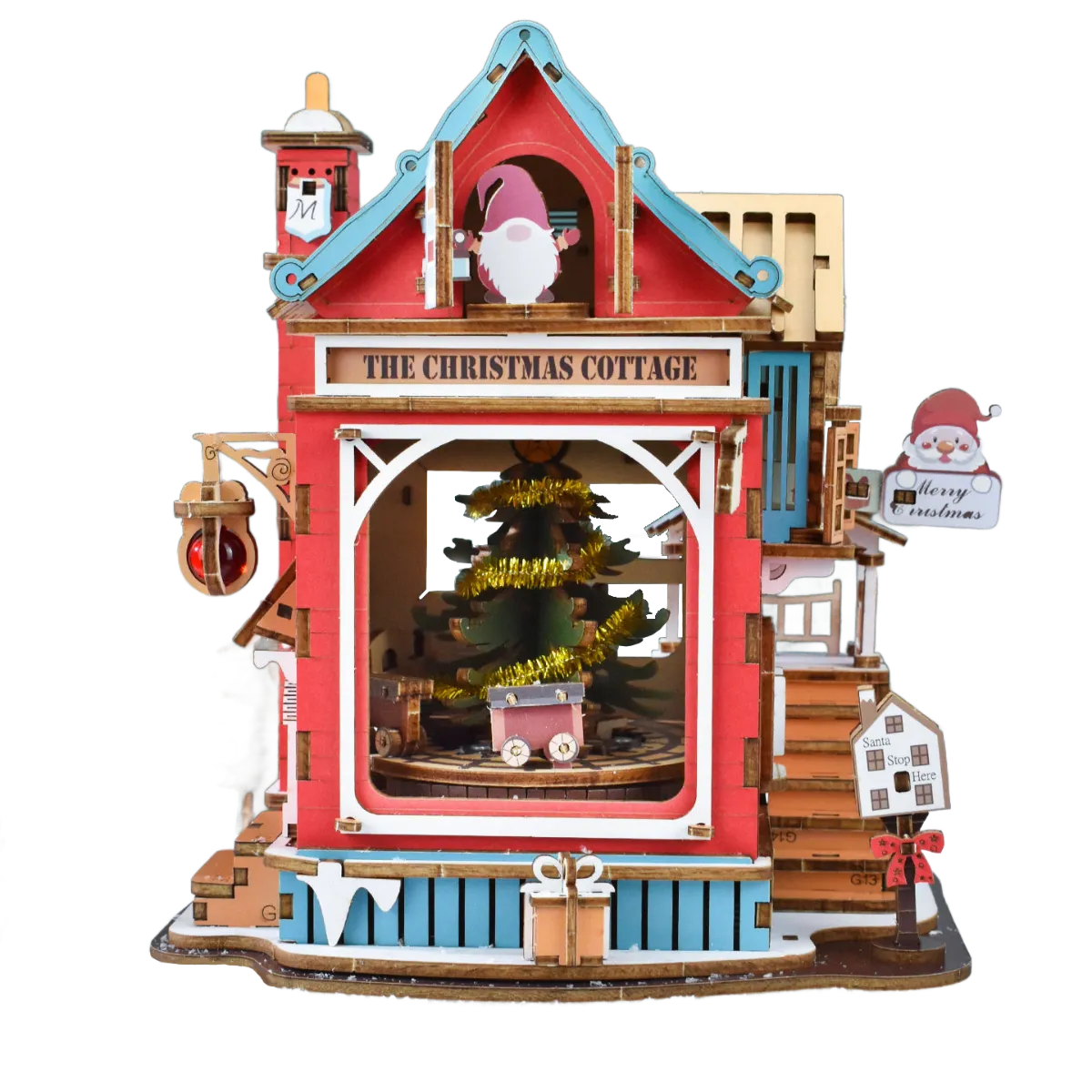 "The Christmas Cottage"- TONGMUQU DIY 3D Wooden Christmas Theme Miniature House Music Box