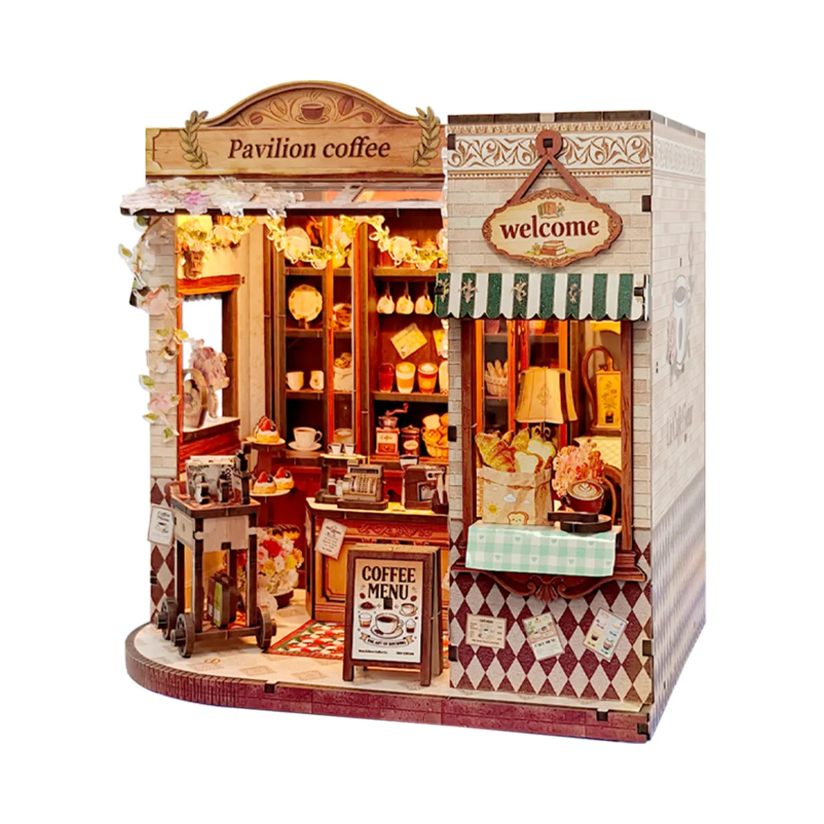 "Cozy Courtyard Café" DIY Wooden Miniature House